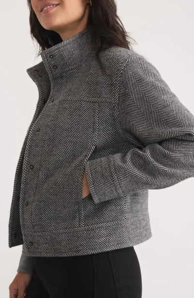 Marine Layer Asheville Herringbone Jacket In Charcoal