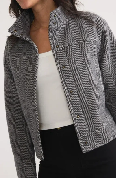 Marine Layer Asheville Herringbone Jacket In Charcoal