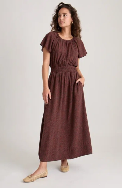 Marine Layer Ivy Animal Print Cutout Maxi Dress In Pinecone/ Black Cheetah