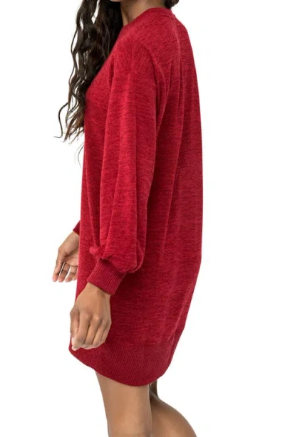 Gibsonlook Long Sleeve Sweater Dress In Dark Mauve