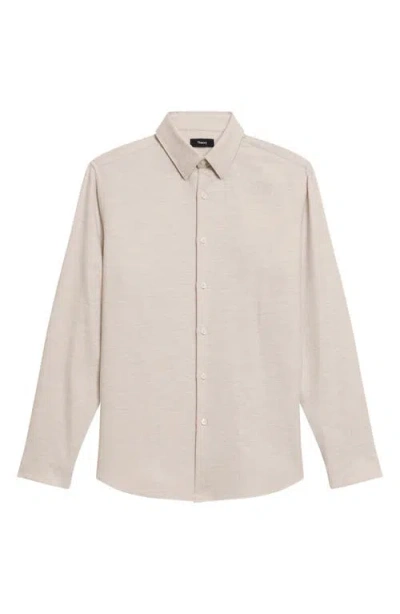Theory Irving Flannel Button-up Shirt In Natural Melange