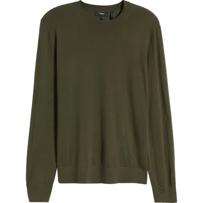 Theory Crewneck Sweater In Regal Wool In Hunter Green
