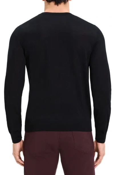 Theory Regal Wool Crewneck Sweater In Black