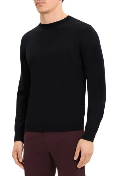 Theory Regal Wool Crewneck Sweater In Black