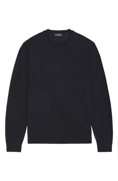 Theory Regal Wool Crewneck Sweater In Black