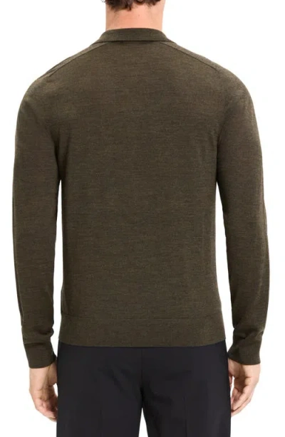 Theory Regal Merino Polo Sweater In Hunter Green