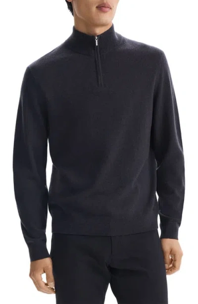 Shop Theory Hilles Quarter Zip Cashmere Sweater In Hickory Melange