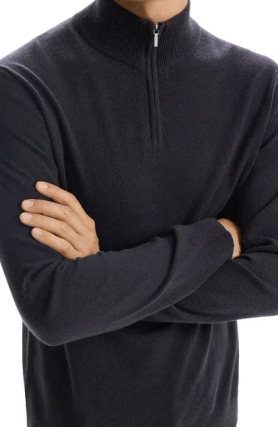 Shop Theory Hilles Quarter Zip Cashmere Sweater In Hickory Melange