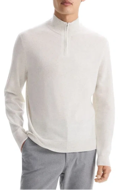Theory Hilles Quarter Zip Cashmere Sweater In Natural Melange