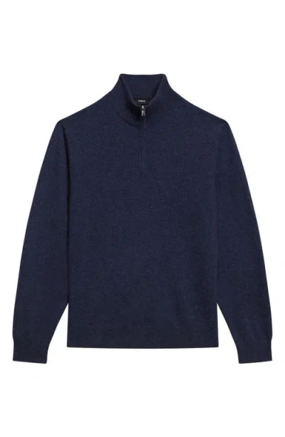 Theory Hilles Quarter Zip Cashmere Sweater In Baltic Melange