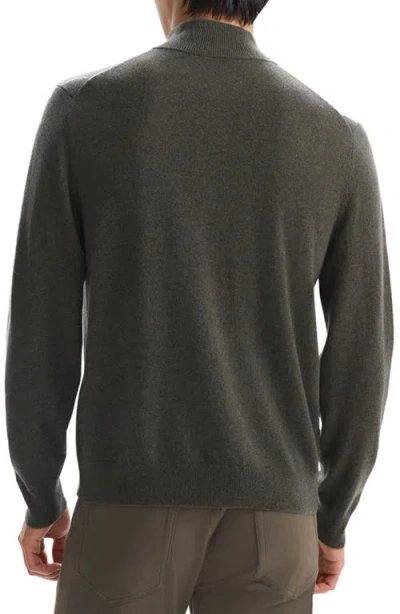 Theory Walton Cotton Honeycomb Textured Quarter Zip Sweater In Hunter Green Melange