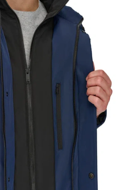 Dockers Men's Three-quarter Length Commuter Jacket With Bib In Navy