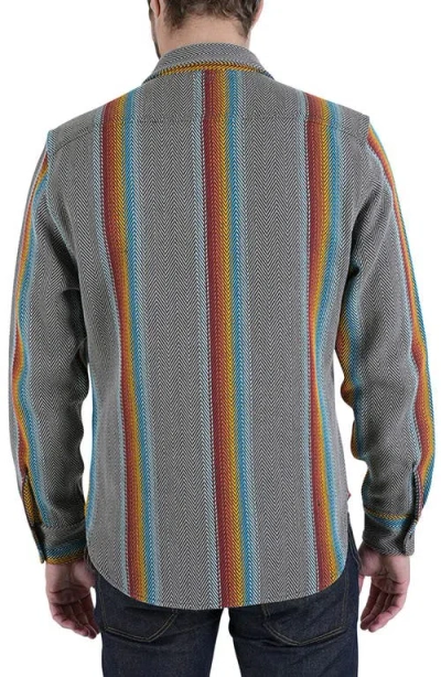 Hiroshi Kato The Brace Stripe Loose Weave Herringbone Button-up Shirt In Baja Gray