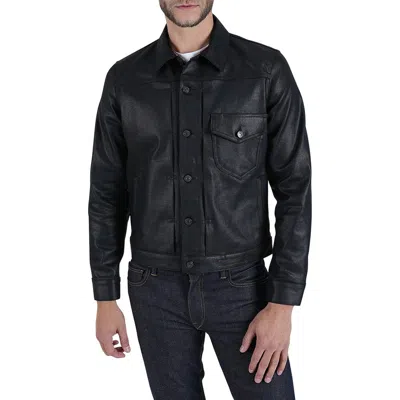 Hiroshi Kato The Black Coated Denim Jacket In Black Raw