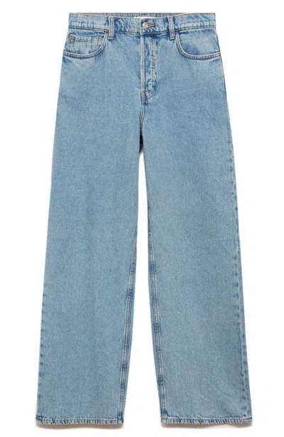Mango Denim Gilet With Pockets Medium Blue In Medium Blue
