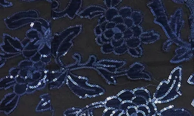 Dress The Population Fernanda Floral Sequin Strapless Evening Gown In Navy-black