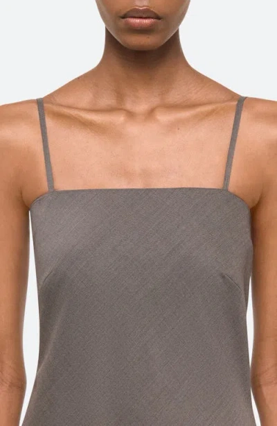Helmut Lang Asymmetric Layered Wool Midi Dress In Light Brown Melange - 21g
