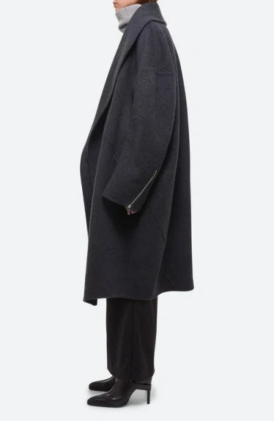 Helmut Lang Apex Oversize Recycled Wool Cocoon Coat In Dark Charcoal