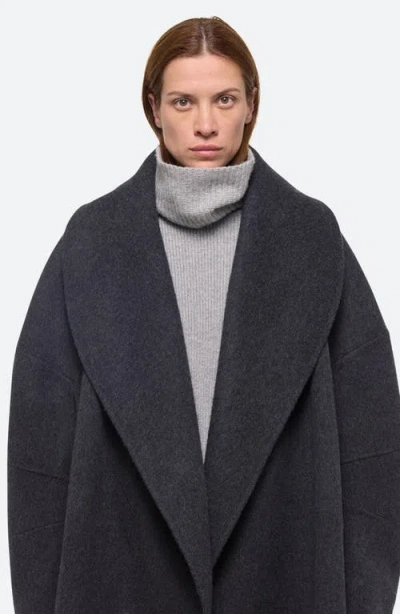 Helmut Lang Apex Oversize Recycled Wool Cocoon Coat In Dark Charcoal