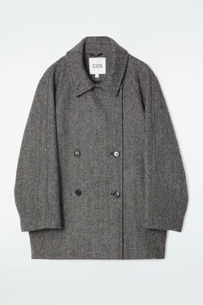 Cos Oversized Double-breasted Wool Pea Coat In Grey
