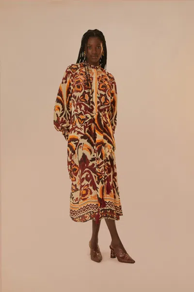 Farm Rio Cream Toucans Scarf Maxi Dress In Toucans Scarf Cream