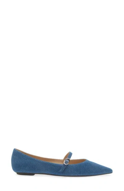 Stuart Weitzman Emilia Mary Jane Flat In Indigo.