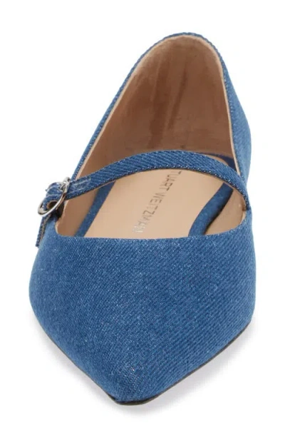 Stuart Weitzman Emilia Mary Jane Flat In Indigo.
