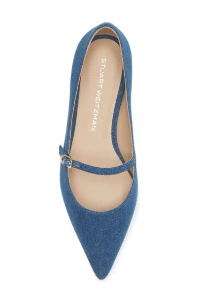 Stuart Weitzman Emilia Mary Jane Flat In Indigo.