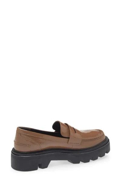 Rag & Bone Quinn Patent-leather Lug-sole Penny Loafers In Taupept