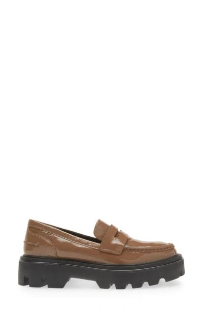 Rag & Bone Quinn Patent-leather Lug-sole Penny Loafers In Taupept