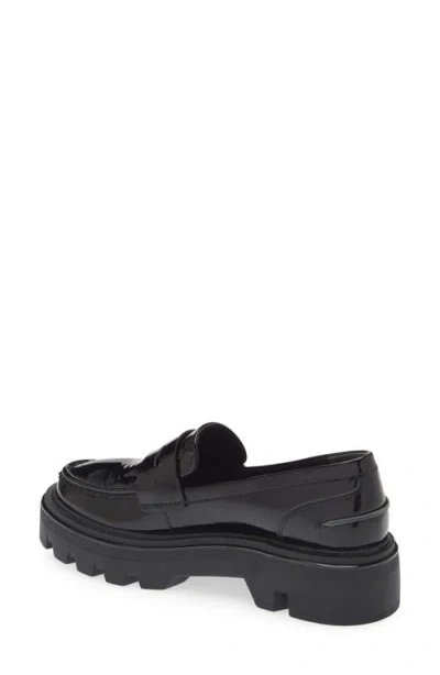 Rag & Bone Quinn Patent-leather Lug-sole Penny Loafers In Black Patent