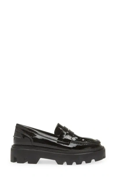 Rag & Bone Quinn Patent-leather Lug-sole Penny Loafers In Black Patent