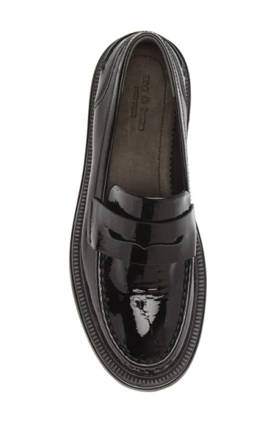 Rag & Bone Quinn Patent-leather Lug-sole Penny Loafers In Black Patent