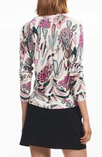 Desigual Women's Sweater With Floral Details In White