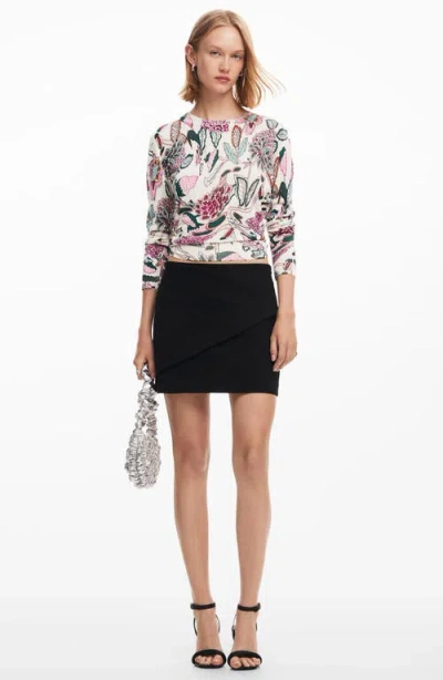 Desigual Women's Sweater With Floral Details In White