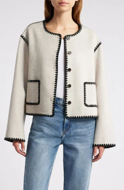 Rails Melanie Embroidered Detail Wool Blend Jacket In Oatmeal