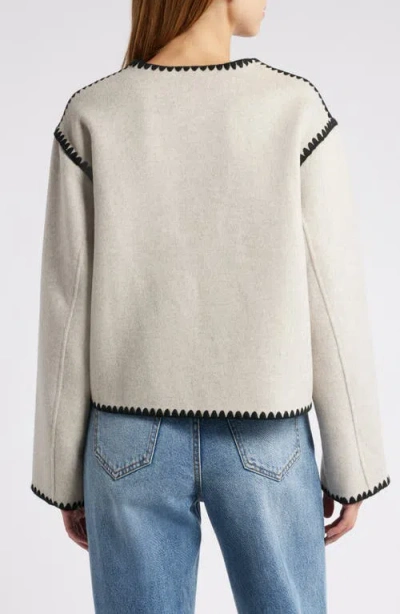 Rails Melanie Embroidered Detail Wool Blend Jacket In Oatmeal