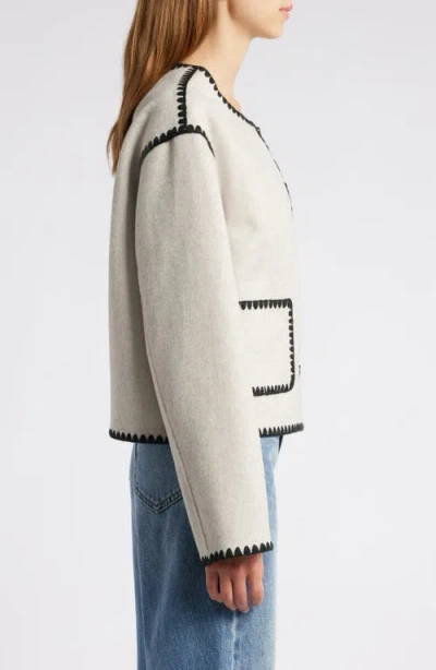 Rails Melanie Embroidered Detail Wool Blend Jacket In Oatmeal