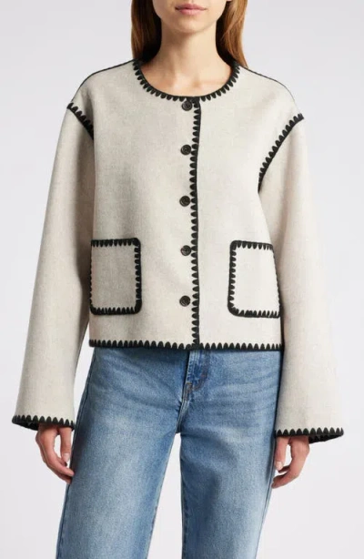 Rails Melanie Embroidered Detail Wool Blend Jacket In Oatmeal