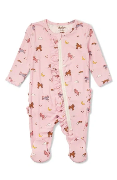 Hatley Ponies Ruffle Footie In Marys Rose
