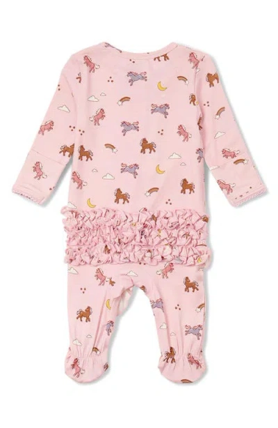 Hatley Ponies Ruffle Footie In Marys Rose