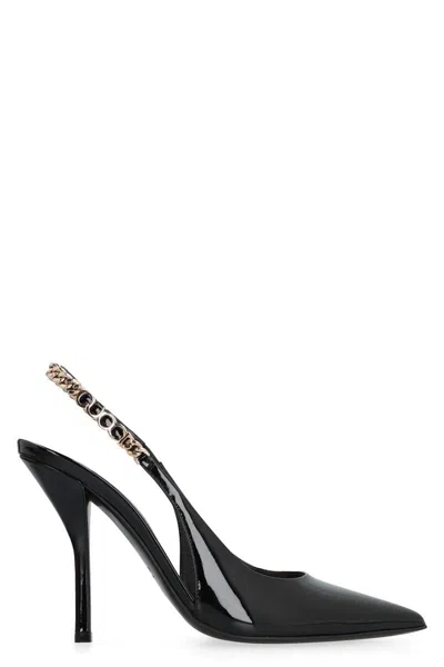 Shop Gucci Signoria Patent Leather Slingback Pumps In Black