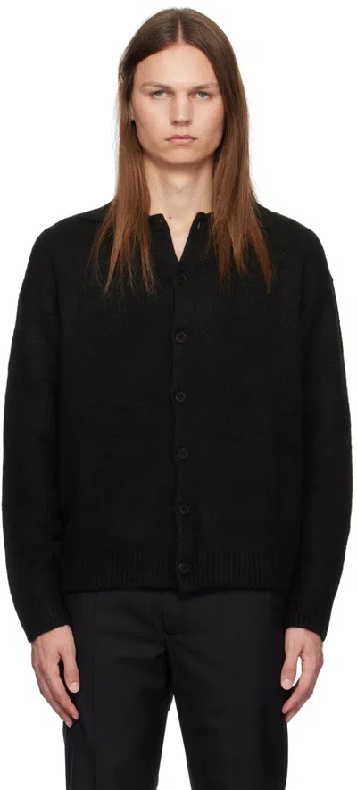 Dunst Black Open Collar Cardigan In Black