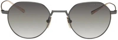 Shop Dita Black & Gold Artoa.82 Sunglasses In Iron/white Gold