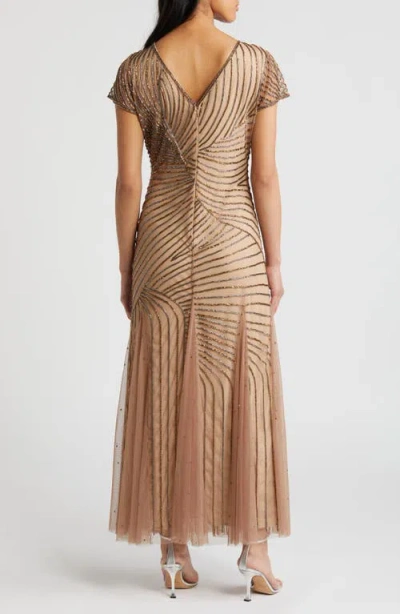 Pisarro Nights Beaded Gown In Beige