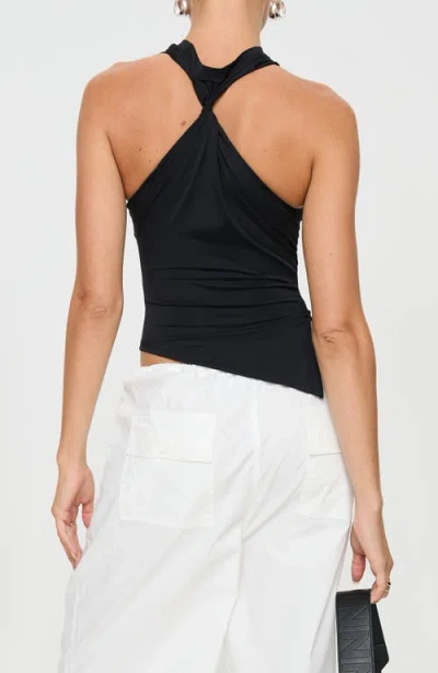 Princess Polly Till Next Time Twist Back Asymmetric Tank Top In Black