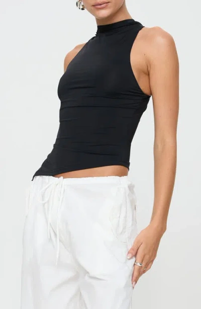 Princess Polly Till Next Time Twist Back Asymmetric Tank Top In Black