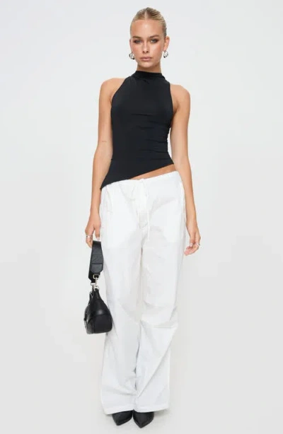 Princess Polly Till Next Time Twist Back Asymmetric Tank Top In Black