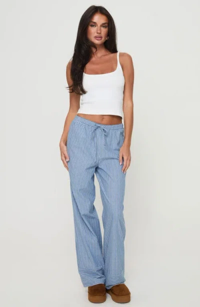 Princess Polly Veridian Stripe Cotton Blend Pants In Blue