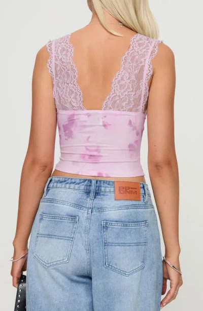 Princess Polly Typha Print Lace Trim Tank Top In Pink